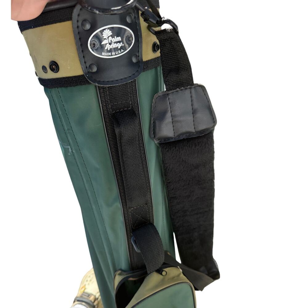 Vintage 90's Palm Springs PGA Golf Bag Vtg Nylon Green Tan - Made in USA
